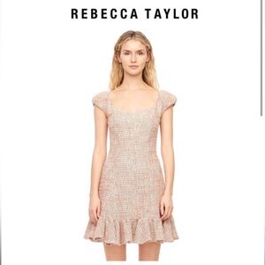 Rebecca Taylor • Cap Sleeve Spring Tweed Dress Rosey Nude • Size 2